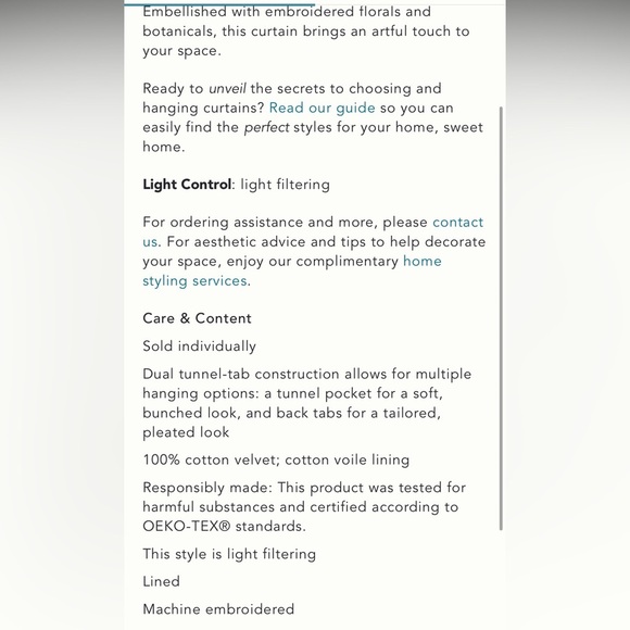 Anthropologie Harlowe Embroidered Velvet Curtain 50 x 84 NWT - Picture 3 of 12